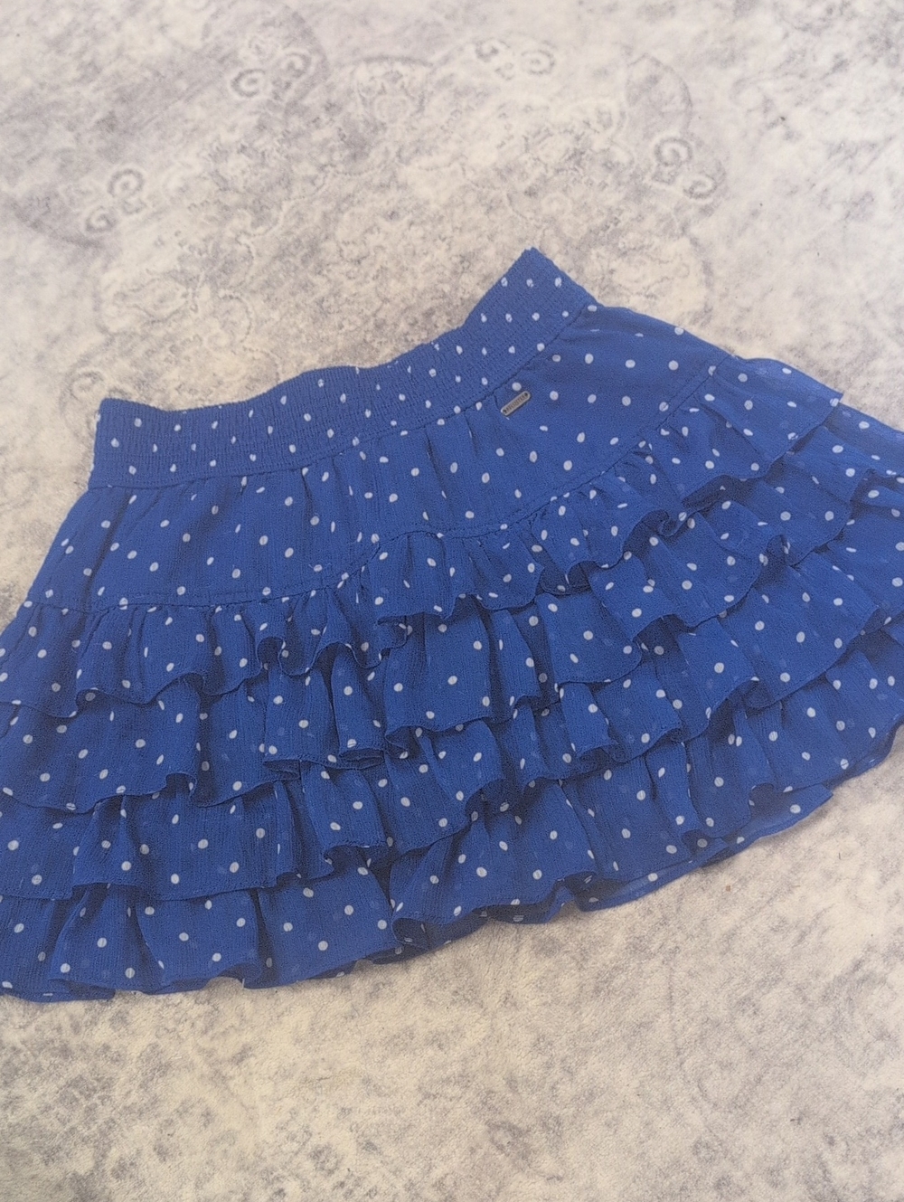 Hollister Royal Blue Polka Dot Ruffle Mini Skirt